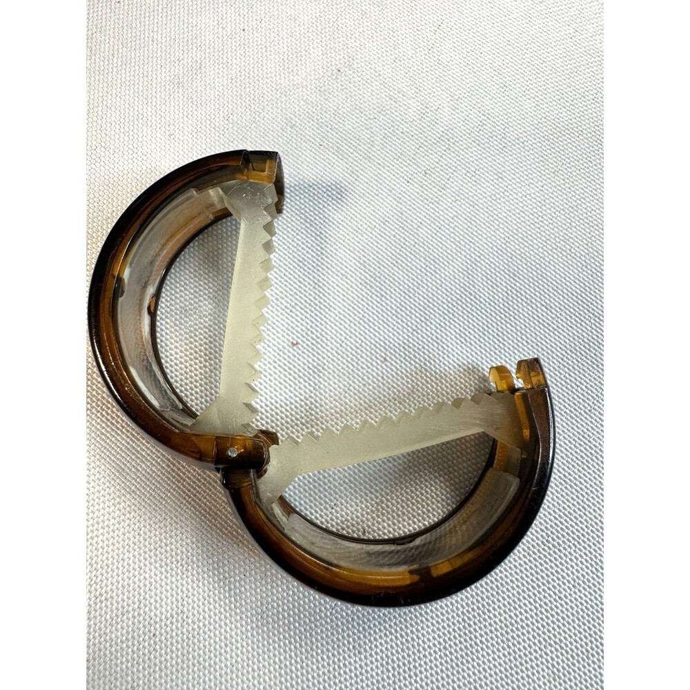 Vintage brown circle ponytail hair clip 1.5 inch wide - Picture 2 of 4